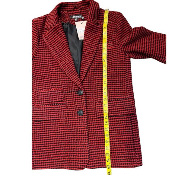 Missguided Houndstooth Boyfriend Blazer Coat red black Size 2 oversized NWT - Picture 13 of 14
